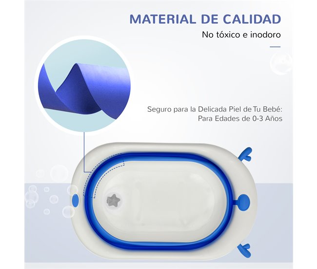 Bañera para Bebé Plegable PP, TPE HOMCOM Azul