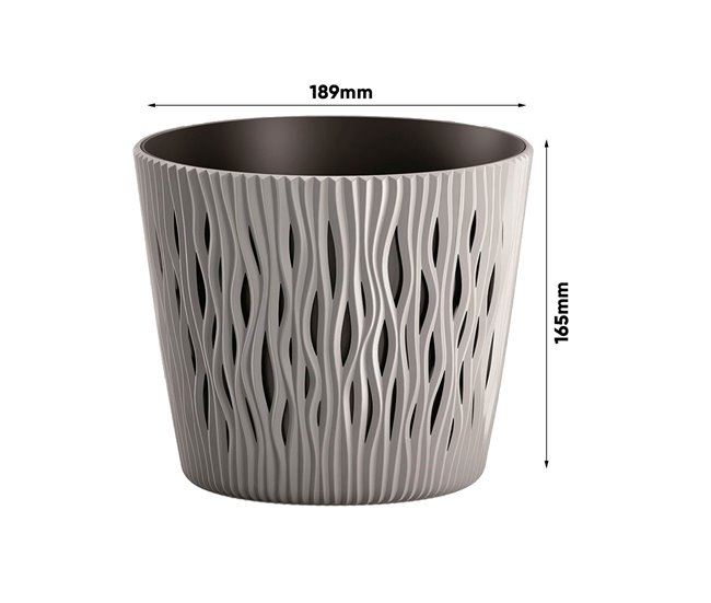3x Maceta redonda de plastico Sandy Round Gris
