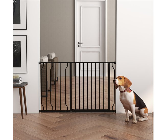 Barrera de Seguridad Acero, ABS PawHut Negro