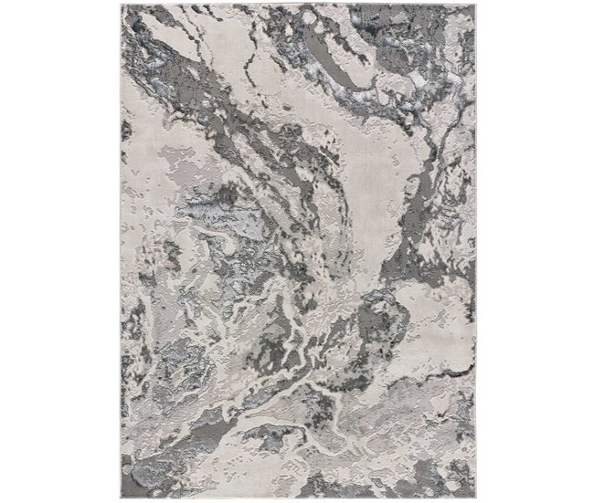 Alfombra abstracta efecto mármol con relieve AGATA - ATTICGO 80x150 Gris