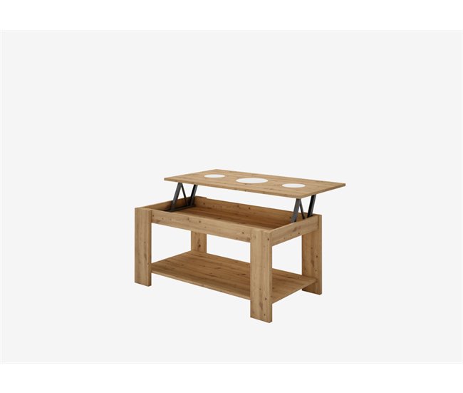 Mesa de centro elevable LUCINDA Blanco/ Madera