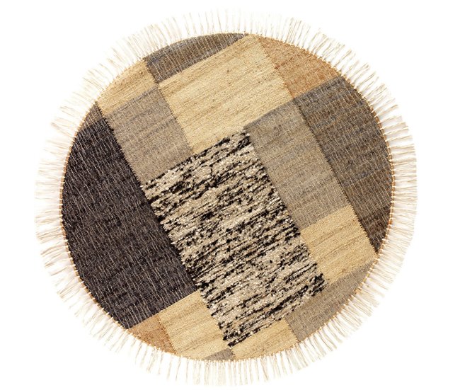 Alfombra de yute/lana/Alg. 120x120 Natural