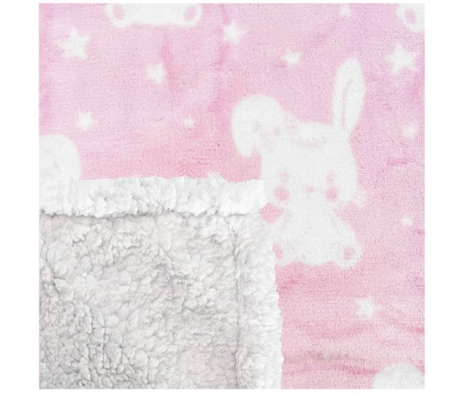 Acomoda Textil - Manta para Bebé Estampada con Nubes, Manta de Cuna Rosa