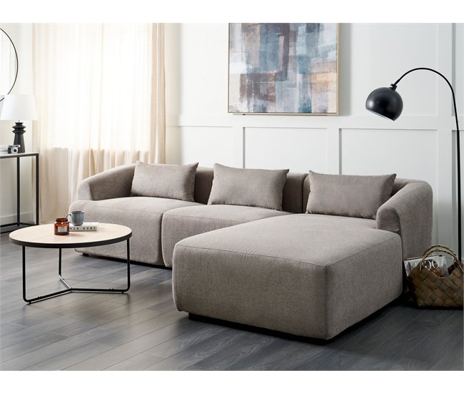 Beliani Sofá esquinero Poliéster SVANSELE Blanco/ Beige