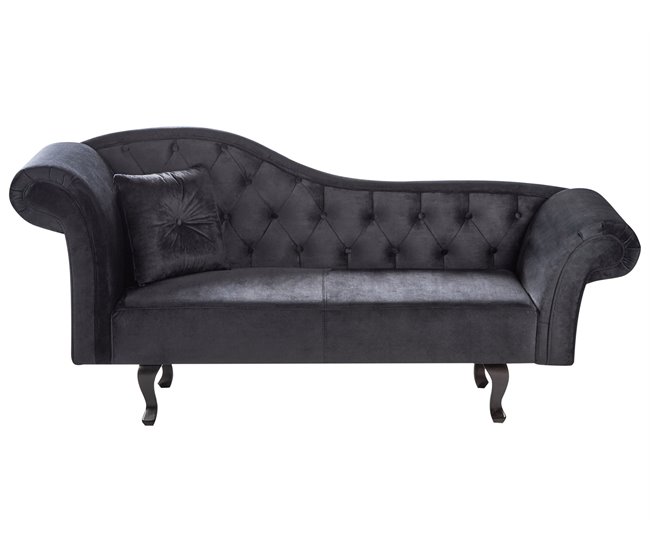 Beliani Chaise longue izquierdo Terciopelo LATTES Negro