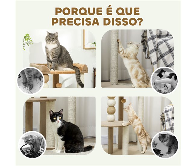 Árbol para Gatos Aglomerado de Madera, Yute PawHut Marron
