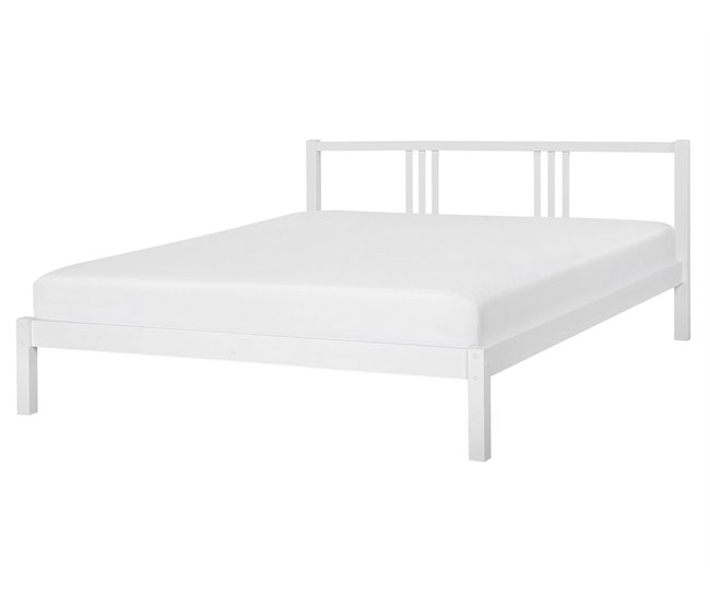 Beliani Cama Madera de pino VANNES 167x209 Blanco