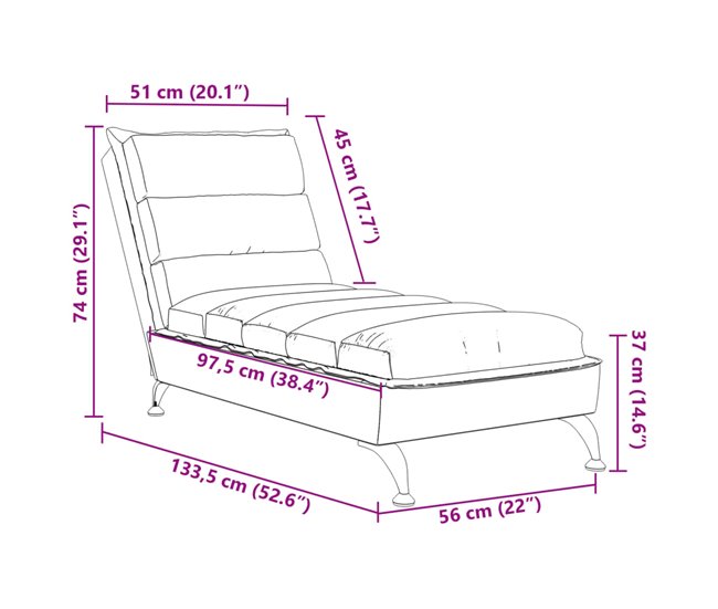 Chaise longue chaise longue para interior con cojines Gris