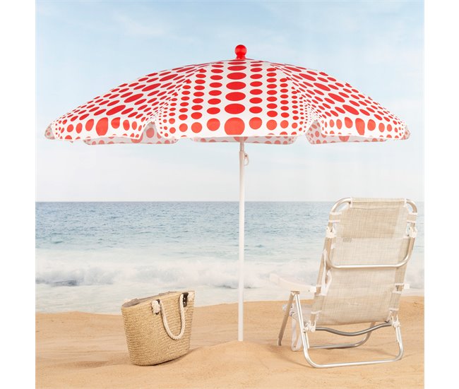 Aktive Sombrilla de playa 8 varillas inclinable Rojo