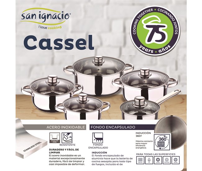 Bateria de cocina 12 piezas con juego de sartenes Multicolor