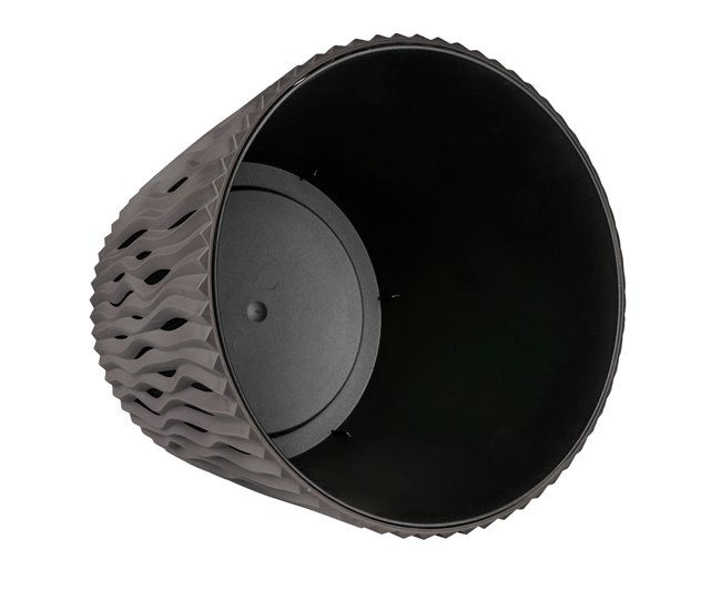 3x Maceta redonda de plastico Sandy Round Gris