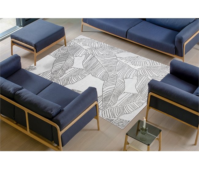 Alfombra LIRA E1482 Hojas estructural moderna glamour 160x220 Gris