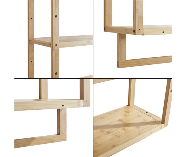 Estantería de pared Östra de 3 niveles con toallero bambú Natural