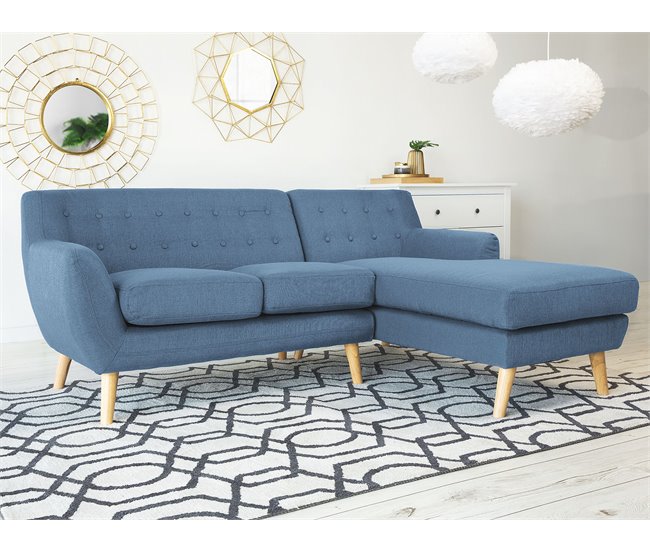 Beliani Sofá de 3 plazas Poliéster MOTALA Azul