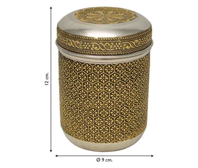 Bote de metal repujado Dorado
