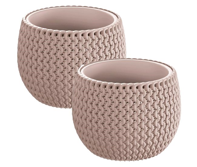 2x Maceta redonda con deposito Splofy Bowl Marron Claro