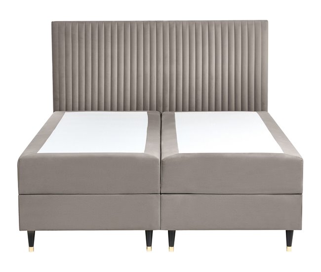 Beliani Cama continental con almacenaje Terciopelo DAME 162x207 Crema