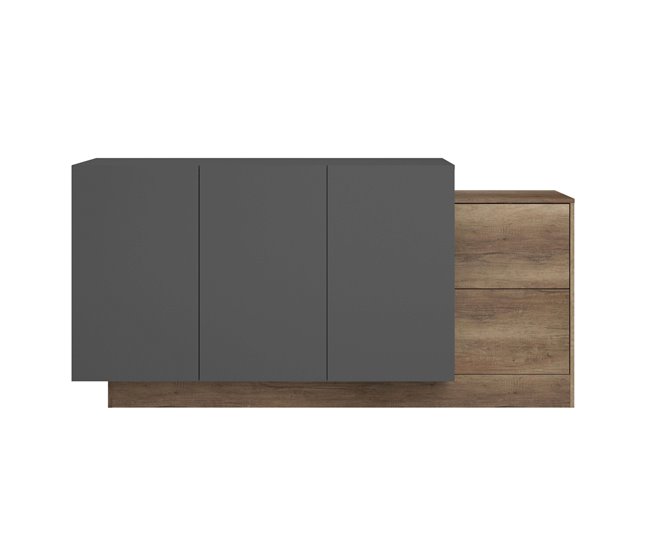 Aparador Opec con 3 Puertas, 2 Cajones y 3 Estantes Gris