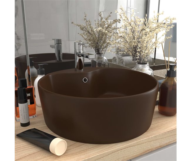 Lavabo lujoso con rebosadero cerámica Marron