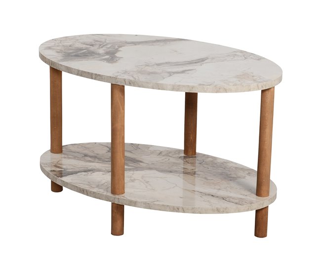Mesa de centro Højreby ovalada aglomerado/madera 70x44 Blanco