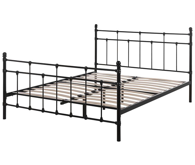 Beliani Cama con somier Metal LYNX 141x209 Negro