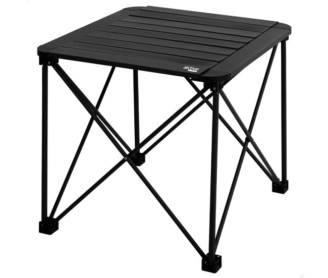 Aktive Mesa plegable camping antivuelco y desmontable c/bolsa Negro