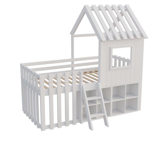 Cama alta para niños 95x204 Blanco