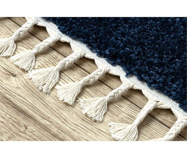 Alfombra BERBER 9000 Franjas Bereber Marroquí Shaggy 200x290 Azul