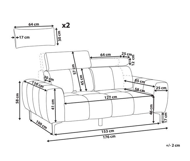 Beliani Sofá de 2 plazas Poliéster VEGAMO Beige