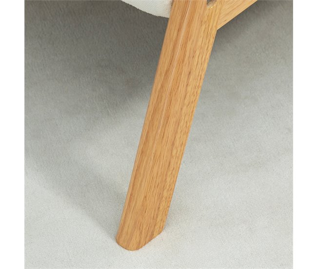 Butaca de Salón Terciopelo, Espuma, Madera de Caucho HOMCOM Crudo