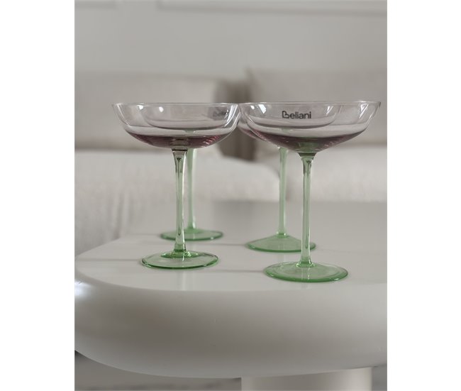 Beliani Cristalería Vidrio DIOPSIDE Rosa Talco