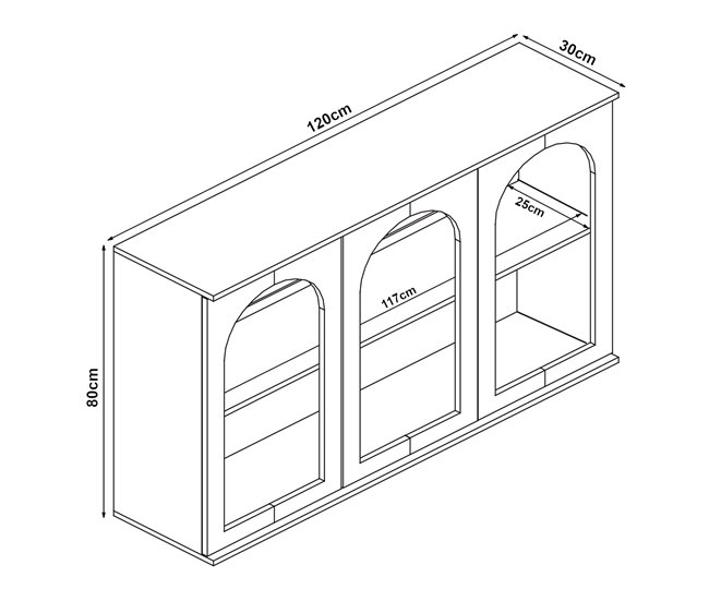 Aparador Trorhun diseño arqueado de 2 niveles [en.casa] 120 Blanco