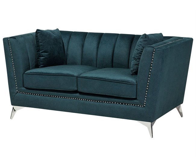 Beliani Sofá de 2 plazas Terciopelo GAULA Azul/ Verde