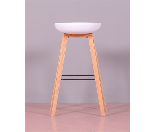 Taburete nórdico con patas de madera de haya  - Daxer Blanco