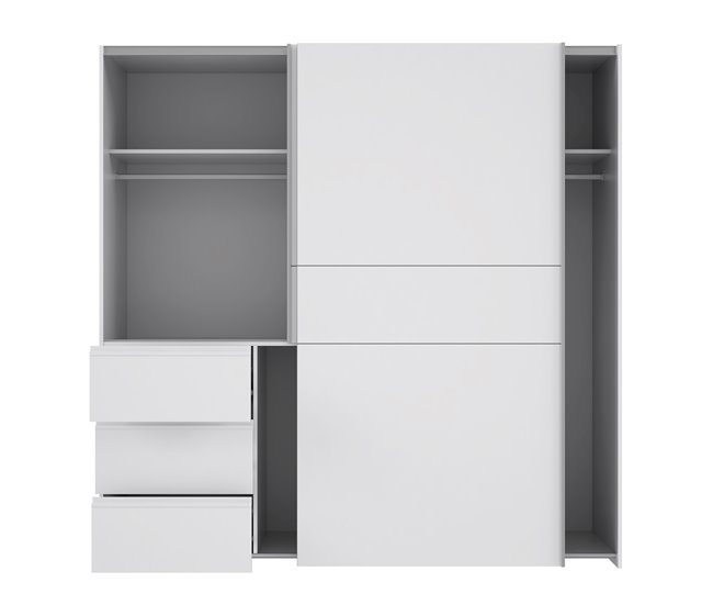 Armario NEVADA PLUS puertas correderas y 3 cajones 200x200cm Blanco
