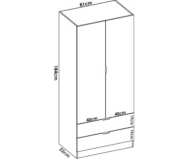Armario 2 puertas efecto madera 81 Blanco