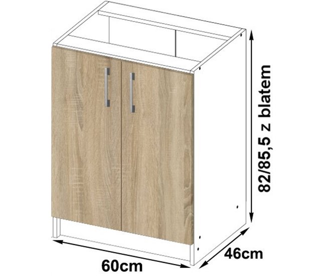 Armario de Cocina Independiente LIMA AKORD con 2 estantes 60 Blanco/ Madera