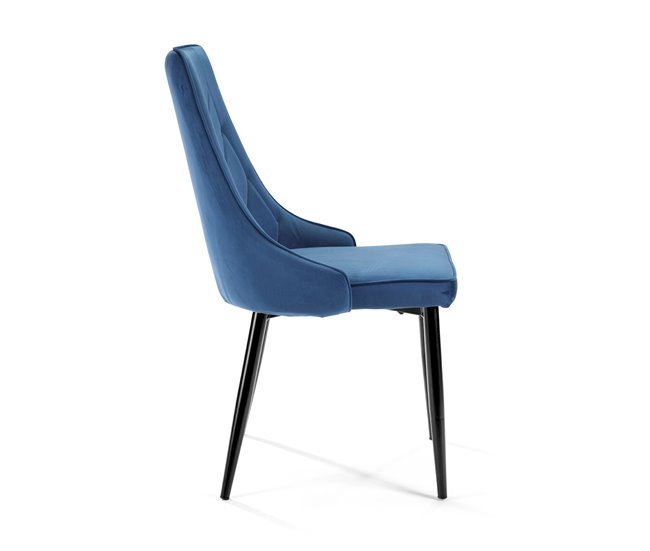 4x Silla tapizada capitoné de terciopelo SJ.054 Azul Marino