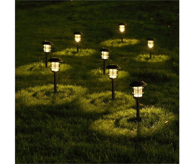 Aktive Set de 2 balizas LED solares luz cálida 6 lúmenes IP44 Negro