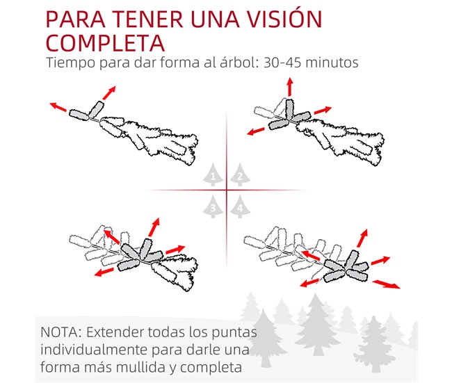 Árbol de Navidad Plástico, Acero HOMCOM, hogar - decoración Verde