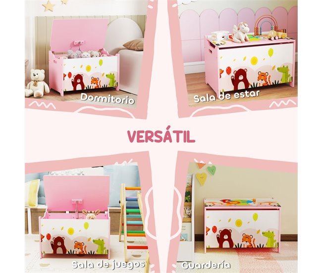 Baúl Juguetes Infantil MDF AIYAPLAY Rosa