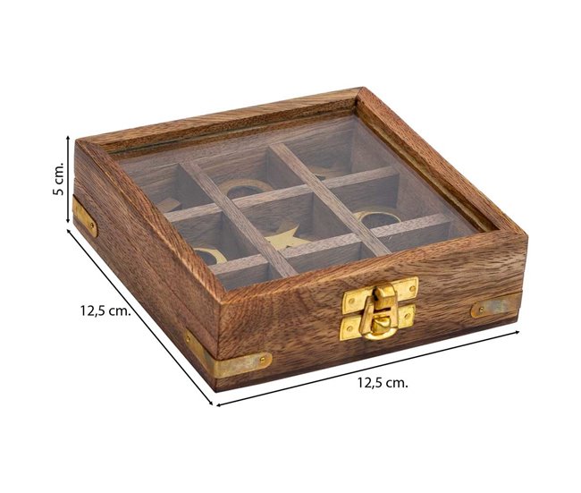 3 el línea con caja de madera Marron