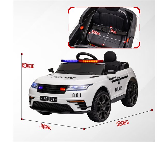 Coche Eléctrico Infantil PP, Acero AIYAPLAY Blanco