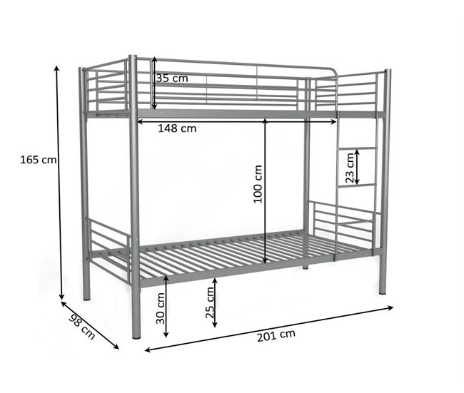 Litera Metalica Doble Cama 201x98 Negro
