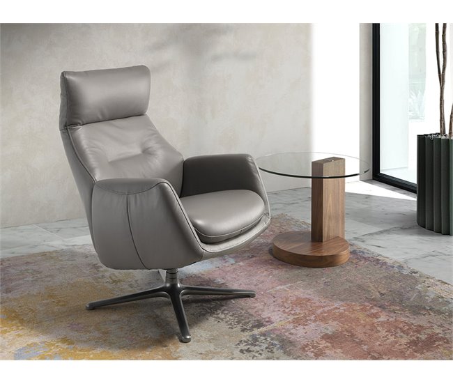 ANGEL CERDA Sillón giratorio reclinable piel gris oscuro Gris