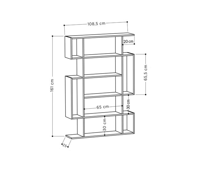 Estante de livros com efeito madeira 108 Marron