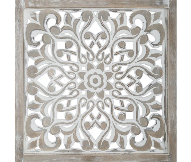 WELL HOME - Pantalla en madera Etnik con estampados Blanco