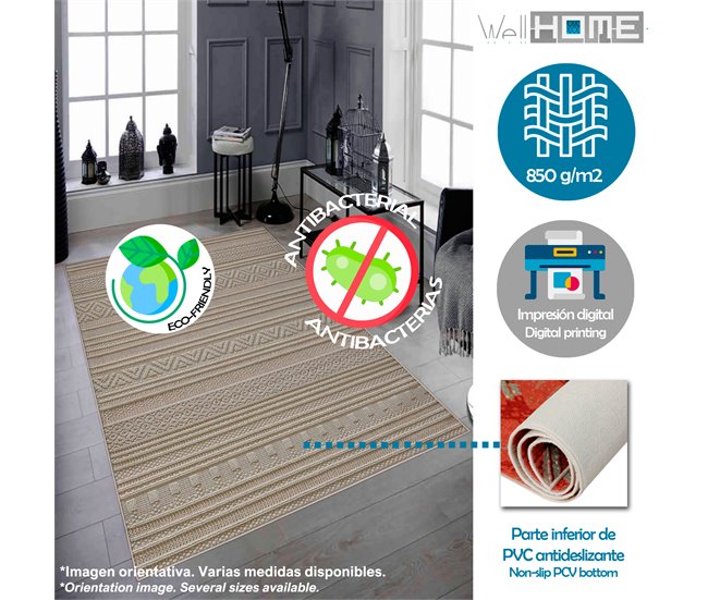Alfombra De 180 X 280Cm 280x180 Beige
