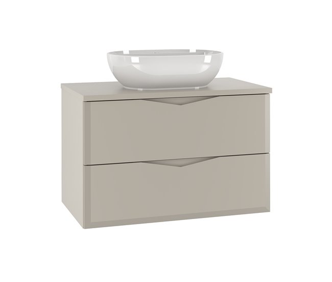 Conjunto de muebles con lavabo individual y columna Ellie 80 Beige