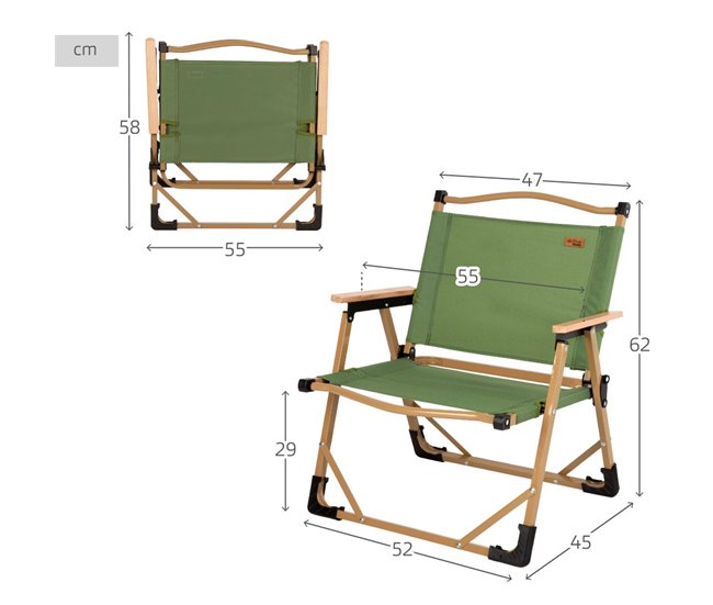 Aktive Silla plegable baja glamping Verde